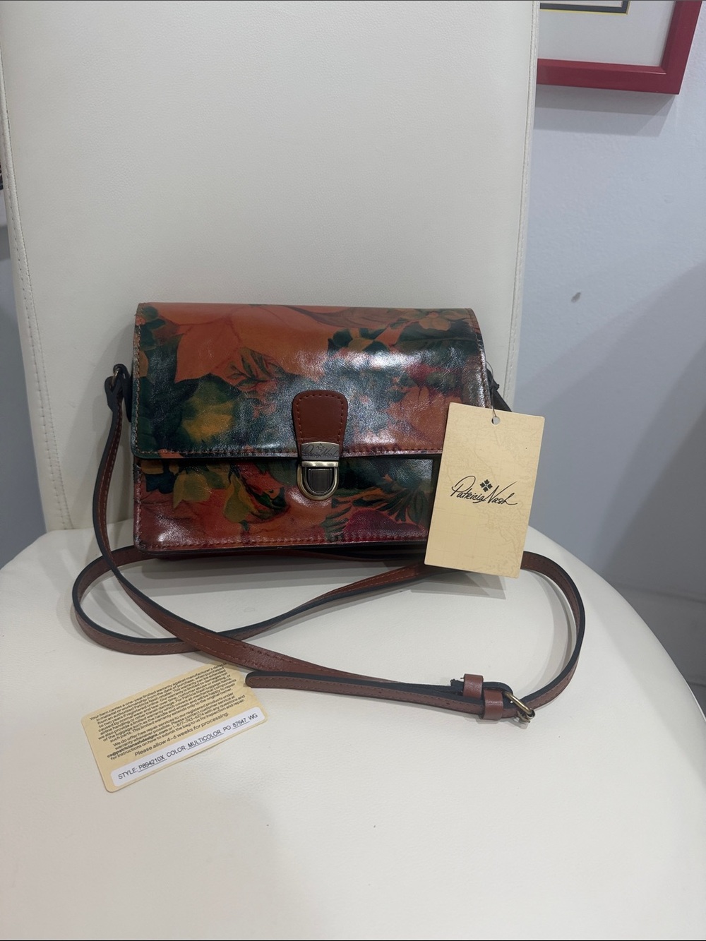 Patricia Nash Floral Leather Crossbody in Brown Multi Color Print NO DUSTER Bag